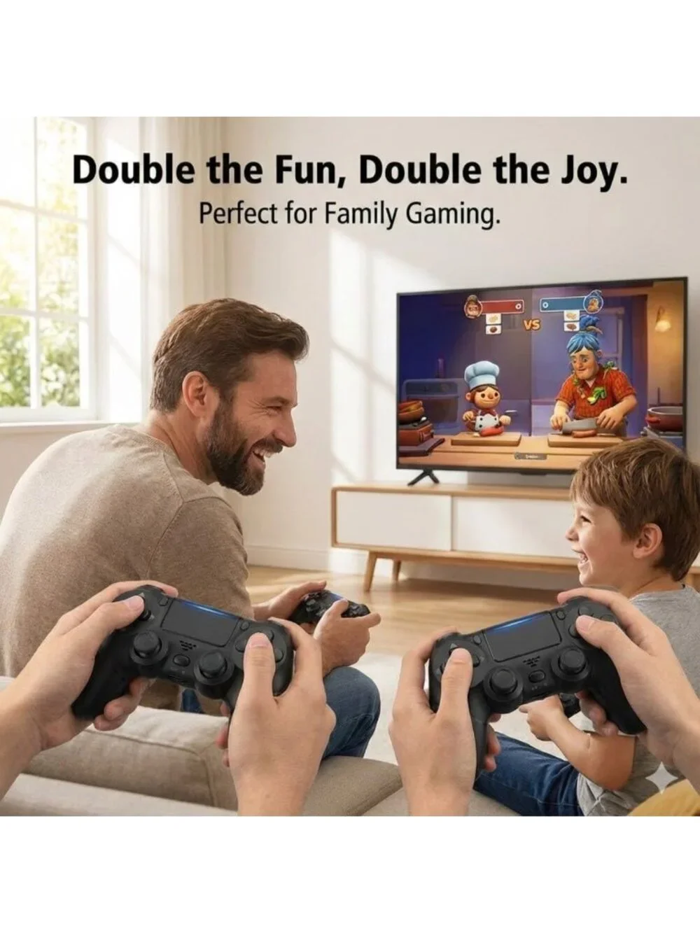 Wireless Game Controller 2-Pack for PS4, Steam, Android, iOS - USB-C Charging